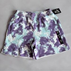 Art Class Kids Fleece Shorts Blue Purple Tie Dye XXL